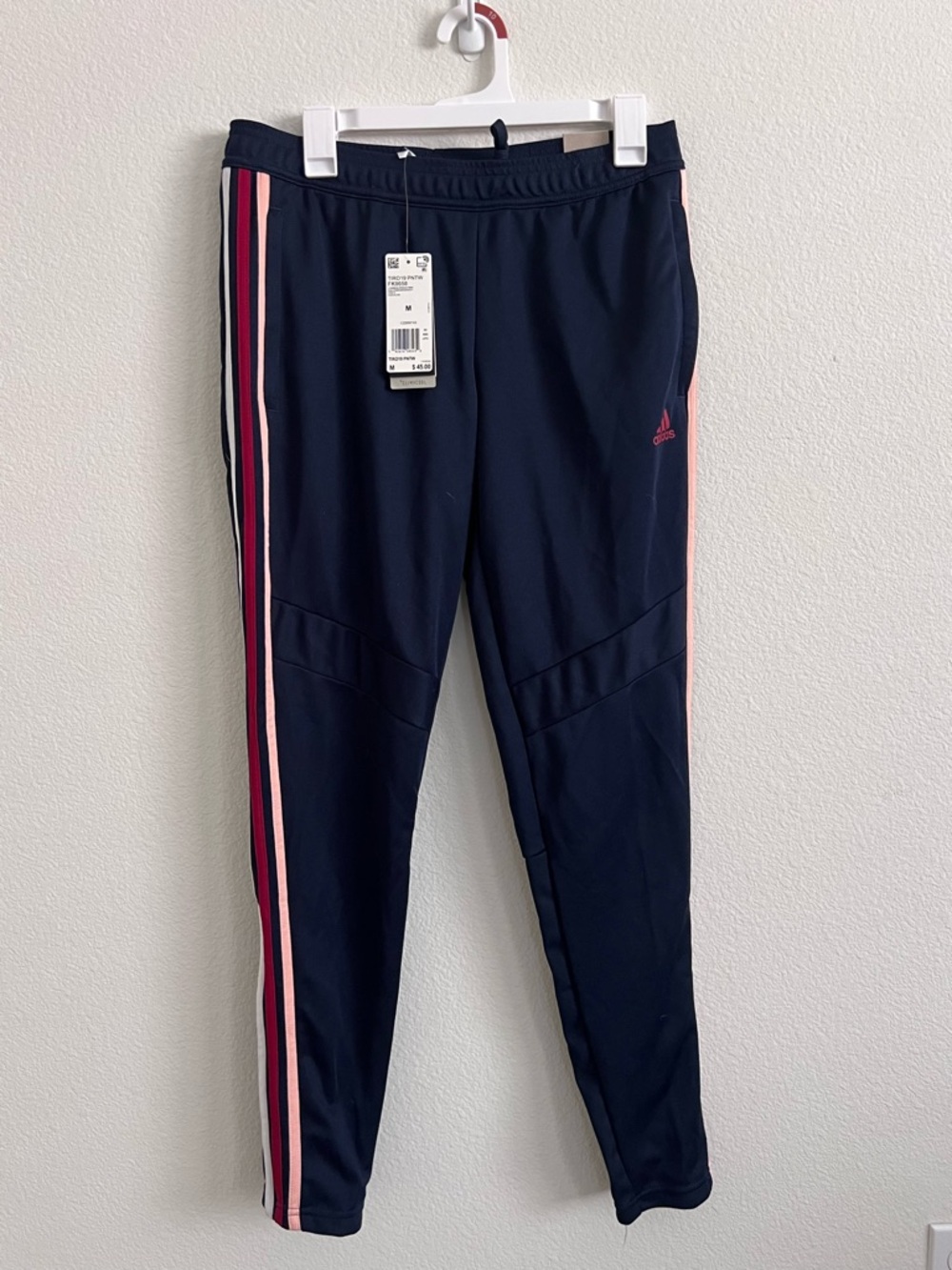 Adidas Womens’ Navy Track Pants with Pink Stripe NWT